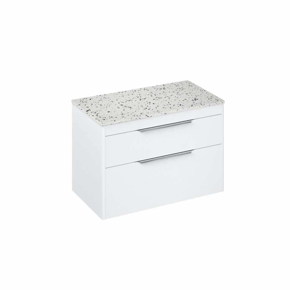 Shoreditch 85cm double drawer Matt White with Ice Blue Worktop